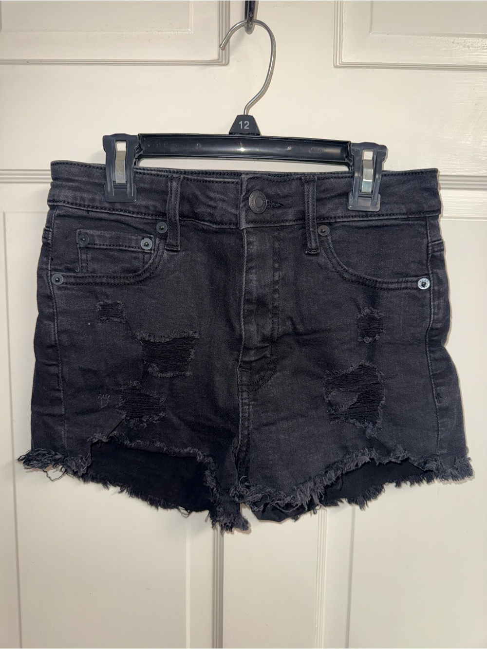 Aeropostale Vintage High-Rise Shorty Distressed Black Denim Jean Shorts